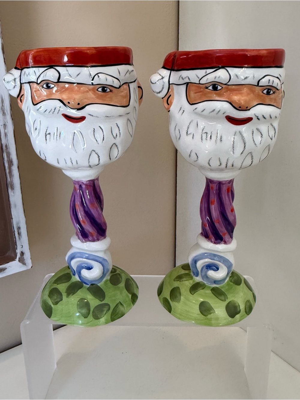 Santa Ceramic Wine Goblets-Set of 2-Christmas-Department 56